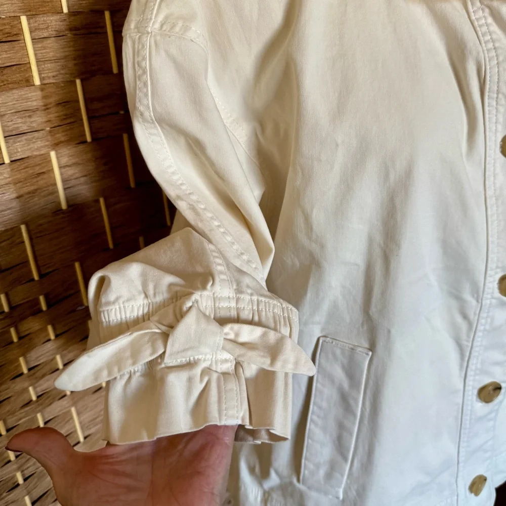 Women's Cream Button-Front Jacket - Picture 5 of 15